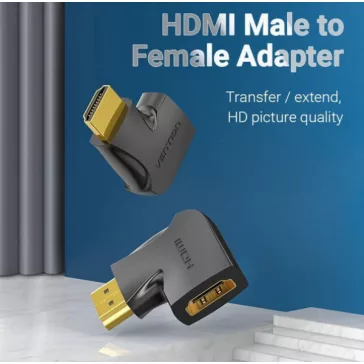   Vention HDMI/M (270fokos) -> HDMI/F (4K,síklapos, fekete), adapter