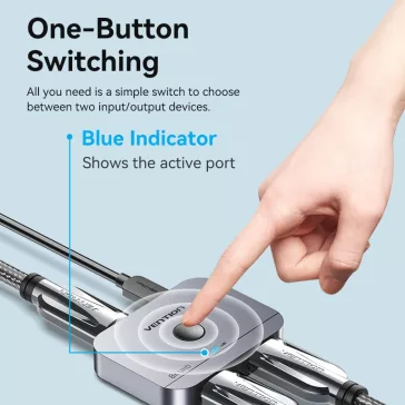 Vention HDMI (8K, 2-Portos kétirányú, szürke) , switcher