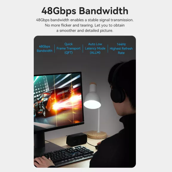 Vention HDMI -> HDMI HD, (8K, optikai kábel, fekete, 48Gbps), 100m, kábel