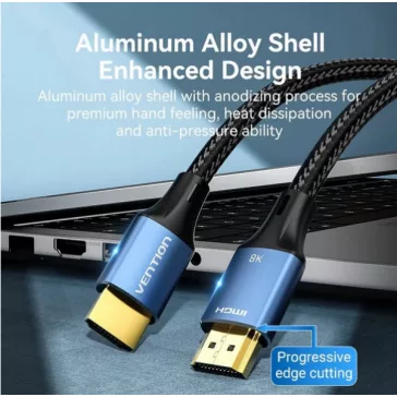 Vention HDMI/M -> HDMI/M (8K, alu, kék), 1,5m, kábel