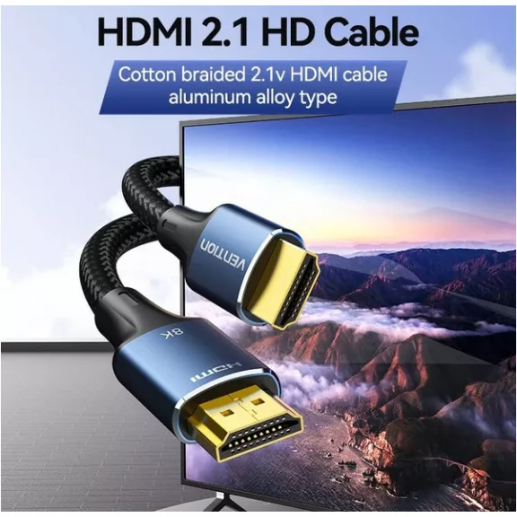 Vention HDMI/M -> HDMI/M (8K, alu, kék), 2m, kábel
