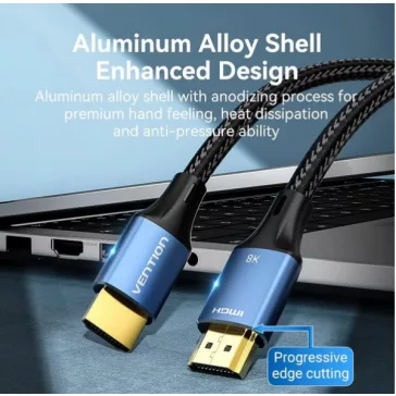Vention HDMI/M -> HDMI/M (8K, alu, kék), 3m, kábel