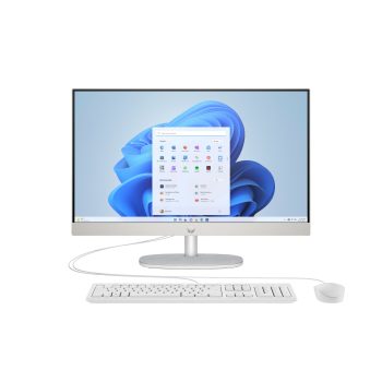   HP 23.8 inch All-in-One 24-cr1002nn PC, FreeDOS, 23.8", IntelR CoreT Ultra 5, 8GB RAM, 512GB SSD-meghajtó, FHD, Kagylófehér,fehér billentyűzettel, fehér egérrel, 3 év garancia