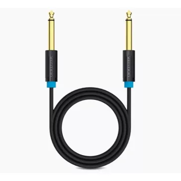   Vention 6.5mm jack/M -> 6.5mm jack/M kábel, (fekete, aranyozott),  1m, kábel