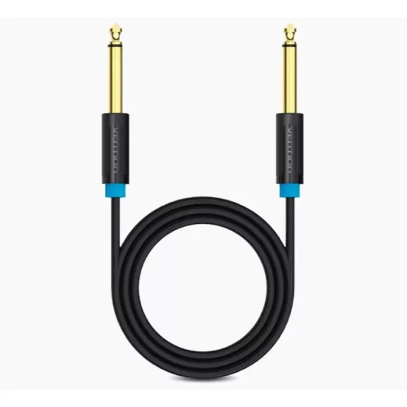 Vention 6.5mm jack/M -> 6.5mm jack/M kábel, (fekete, aranyozott),  1m, kábel
