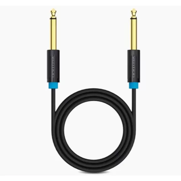 Vention 6.5mm jack/M -> 6.5mm jack/M kábel, (fekete, aranyozott), 1,5m, kábel
