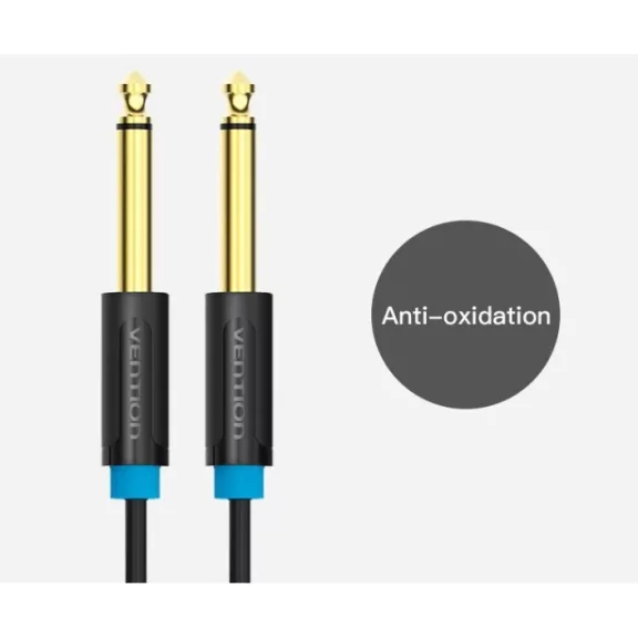 Vention 6.5mm jack/M -> 6.5mm jack/M,  (audio,fekete), 10m, kábel