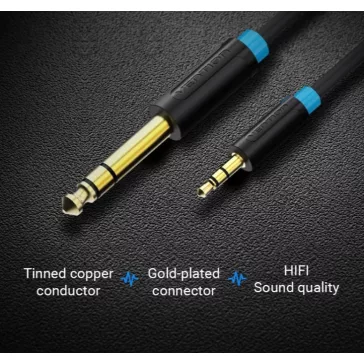   Vention 6.5mm jack/M -> 3.5mm jack/M, (audio,fekete), 5m, kábel
