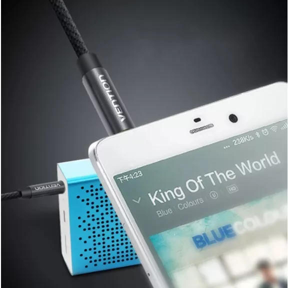 Vention 3.5mm jack/M -> 3.5mm jack/M,  (audio,fekete), 0,5m, kábel