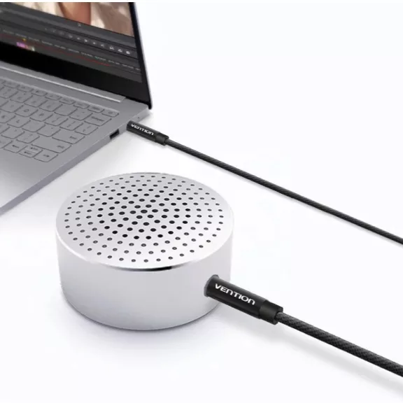 Vention 3.5mm jack/M -> 3.5mm jack/M,  (audio,fekete), 1m, kábel