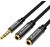Vention 3.5mm jack/M -> 2*3.5mm jack/F, (szövet, stereo splitter, fekete), 0,3m, kábel