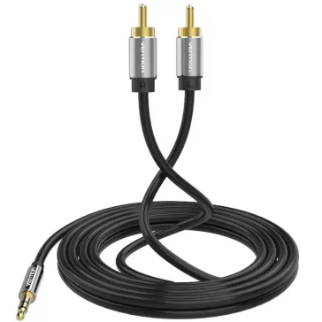   Vention 3.5mm jack/M -> 2*RCA/M,  (audio, aranyozott, fémház), 10m, kábel