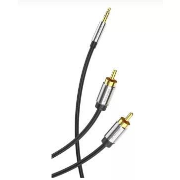   Vention 3.5mm jack/M -> 2*RCA/M,  (audio, aranyozott, fémház), 10m, kábel
