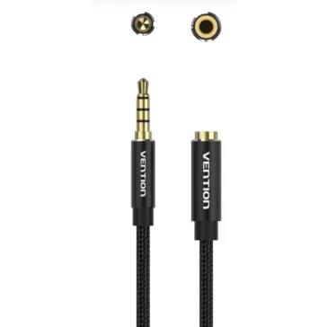   Vention 3.5mm jack/M -> 3.5mm/F , (hosszabbító,audio,fekete),  5m, kábel
