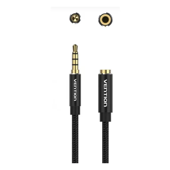 Vention 3.5mm jack/M -> 3.5mm/F , (hosszabbító,audio,fekete),  5m, kábel