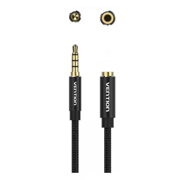 Vention 3.5mm jack/M -> 3.5mm/F , (hosszabbító,audio,fekete),10m, kábel