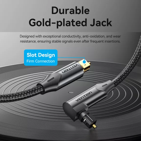 Vention Toslink optikai, (audio,90 fokos, alu,fekete), 1,5m, kábel