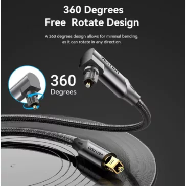   Vention Toslink optikai, (audio,90 fokos, alu,fekete), 5m, kábel
