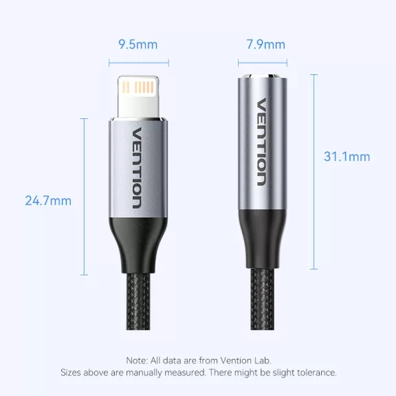 Vention 3.5mm jack/F -> Lightning, 0,1m, kábel