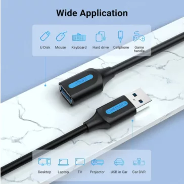   Vention USB-A 3.0/M -> USB-A 3.0/F,  (hosszabbító,PVC), 2m, kábel