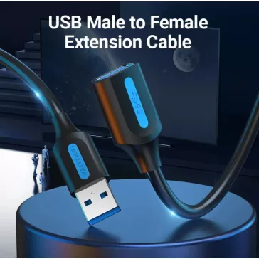   Vention USB-A 3.0/M -> USB-A 3.0/F, (hosszabbító,PVC),  3m, kábel