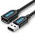 Vention USB-A 2.0/M -> USB-A 2.0/F (hosszabbító, PVC fekete), 0,5m, kábel