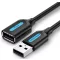 Vention USB-A 2.0/M -> USB-A 2.0/F  (hosszabbító, PVC fekete), 3m, kábel