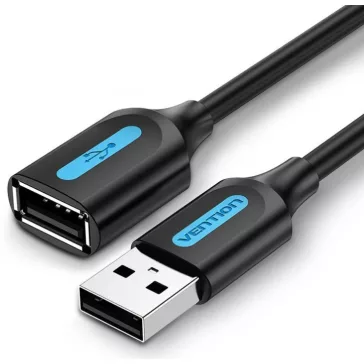   Vention USB-A 2.0/M -> USB-A 2.0/F (hosszabbító, PVC fekete), 5m, kábel