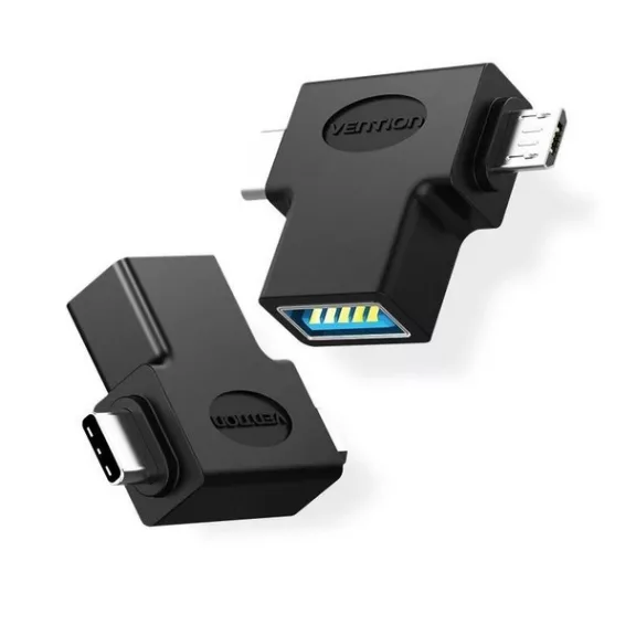 Vention USB 3.0 -> micro USB + USB-C , (fekete, hármas elosztó), adapter