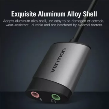   Vention USB 2.0 -> 3.5mm/F (külső, szürke), 0,15m,  hangkártya
