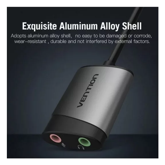 Vention USB 2.0 -> 3.5mm/F (külső, szürke), 0,15m,  hangkártya