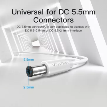 Vention USB-A -> DC 5.5mm, 0,5m, (fekete), kábel