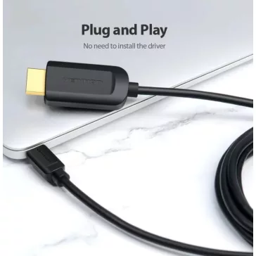 Vention USB-C -> HDMI 1.4 (fekete), 1,5m, kábel