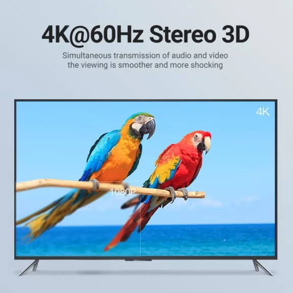 Vention USB-C -> HDMI, 1,5m, (jobbos, fekete), kábel