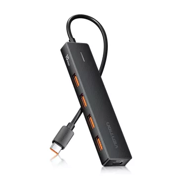   Vention USB-C -> USB-A 3.2*4 , 0,15m (4-Portos, fekete), hub