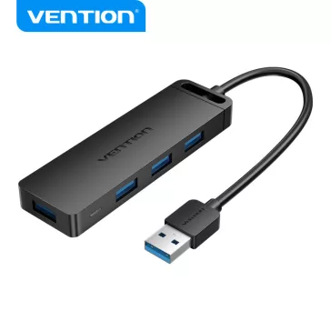 Vention USB-A 3.0  (4-Portos, fekete), 0,15m, Hub