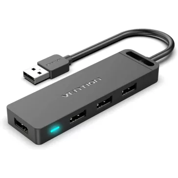 Vention USB-A 2.0 (4-Portos, fekete), 1m, Hub