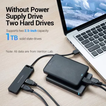 Vention USB-A 2.0 (4-Portos, fekete), 1m, Hub