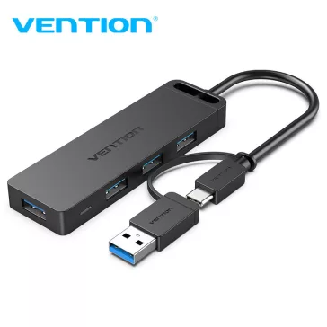 Vention USB-A 3.0 &USB-C 0,15m, (4-Portos USB-A 3.0), hub
