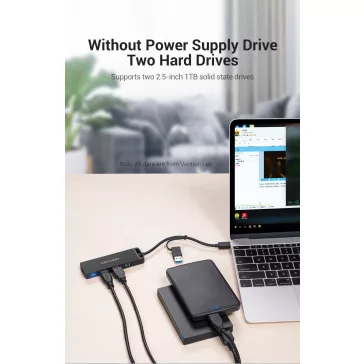 Vention USB-A 3.0 &USB-C 0,15m, (4-Portos USB-A 3.0), hub