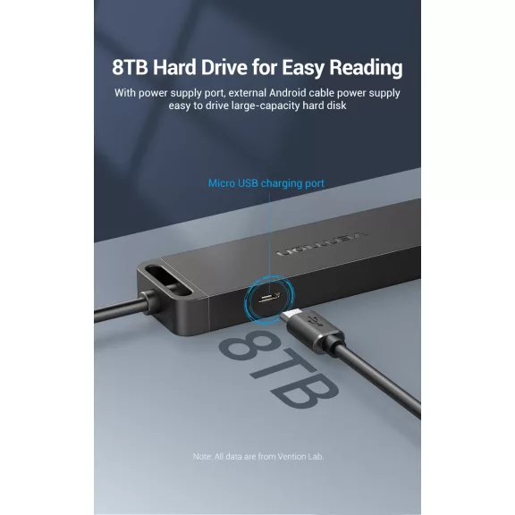 Vention USB-A 3.0 &USB-C 0,15m, (4-Portos USB-A 3.0), hub