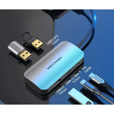 Vention USB-C -> HDMI/3*USB3.0/RJ45/TF/SD/PD , konverter