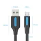 Vention USB-A 2.0/M ->  Micro B/M, 0,25m, (3A, fekete), kábel