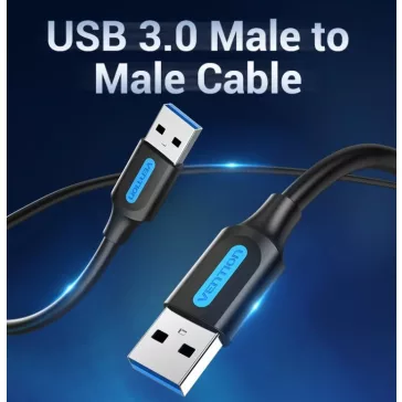   Vention USB-A 3.0/M ->  USB-A 3.0/M,  (PVC,fekete), 1,5m, kábel