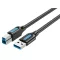 Vention USB-A 3.0/M -> USB-B/M, (PVC,fekete), 1m, kábel