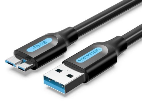Vention USB-A 3.0/M -> Micro USB-B,  ( PVC,fekete),  2m, kábel