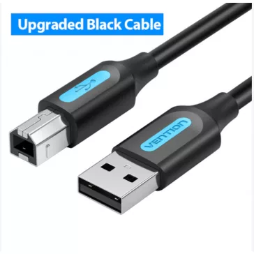   KÁBEL USB-A 2.0/M -> USB-B/M, 0.5m, (PVC, fekete, nyomtatókábel, printerkábel), Vention