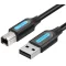 Vention USB-A 2.0/M -> USB-B/M, (PVC, fekete, nyomtatókábel, printerkábel), 1m, kábel