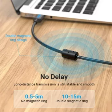   Vention USB-A 2.0/M -> USB-B/M, (PVC, fekete, nyomtatókábel, printerkábel), 1m, kábel
