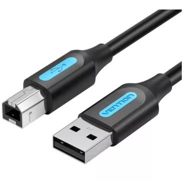   Vention USB-A 2.0/M -> USB-B/M, (PVC, fekete, nyomtatókábel, printerkábel), 1,5m, kábel